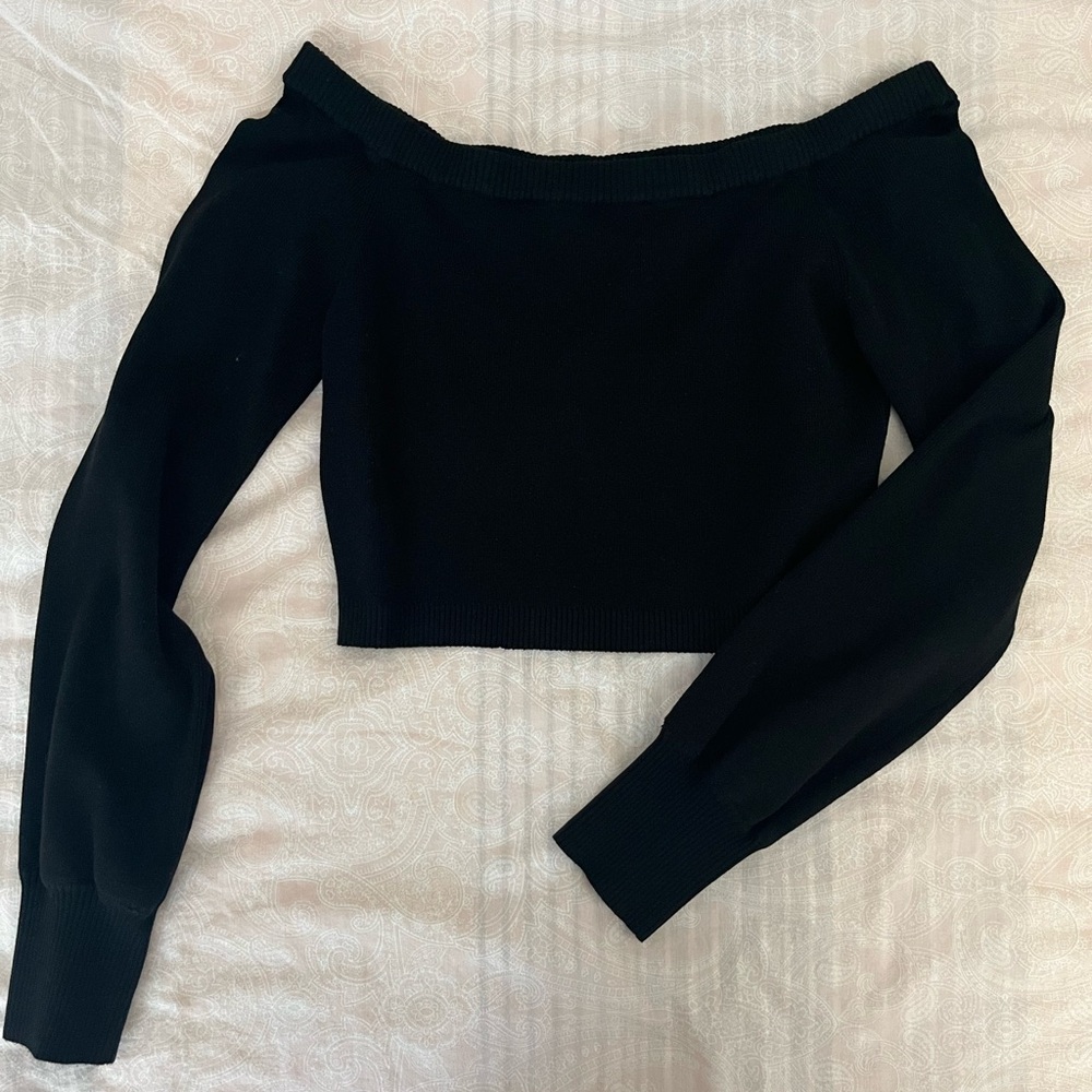 Garage Black Off-The-Shoulder Cropped Sweater